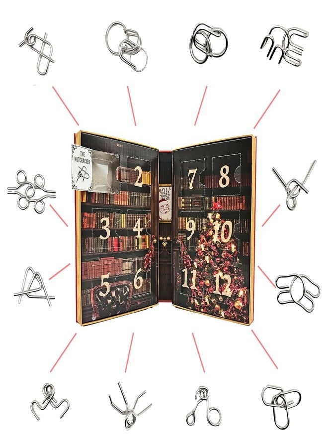 Project Genius 12 Puzzles Before Christmas Advent Calendar Book - Metal Disentanglement Puzzle Set, Brainteasers for Teens & Adults, Holiday Gift, Project Genius - Image 2